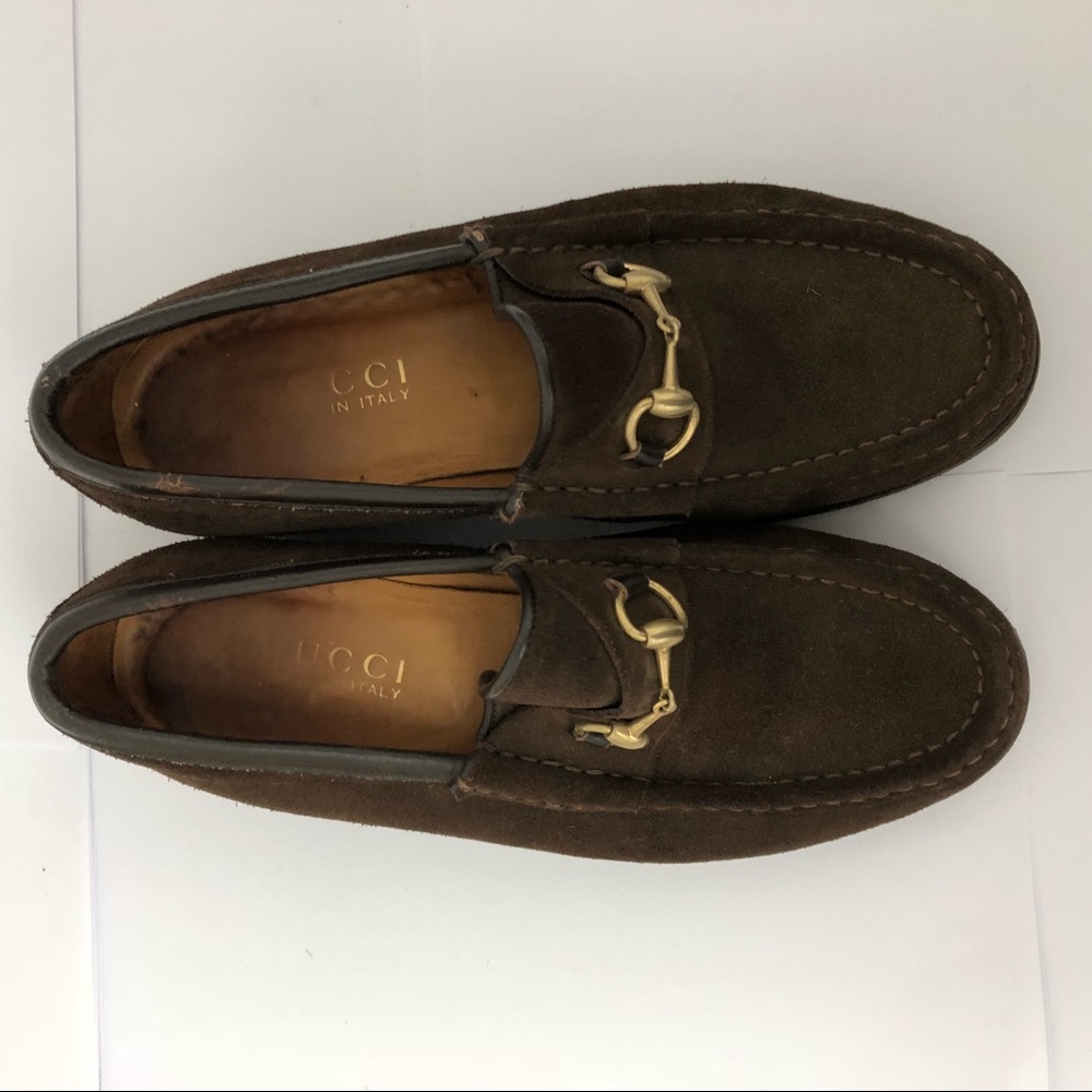 Gucci Authentic Brown Suede Loafers